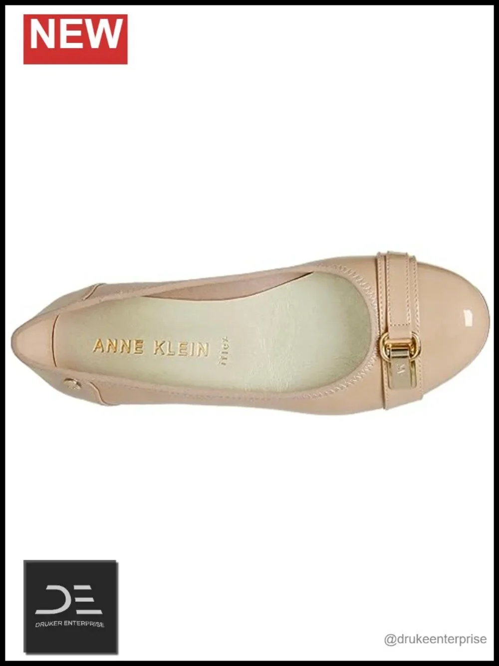 Faux Leather Ballet Flats with Buckle Strap Micro Wedge